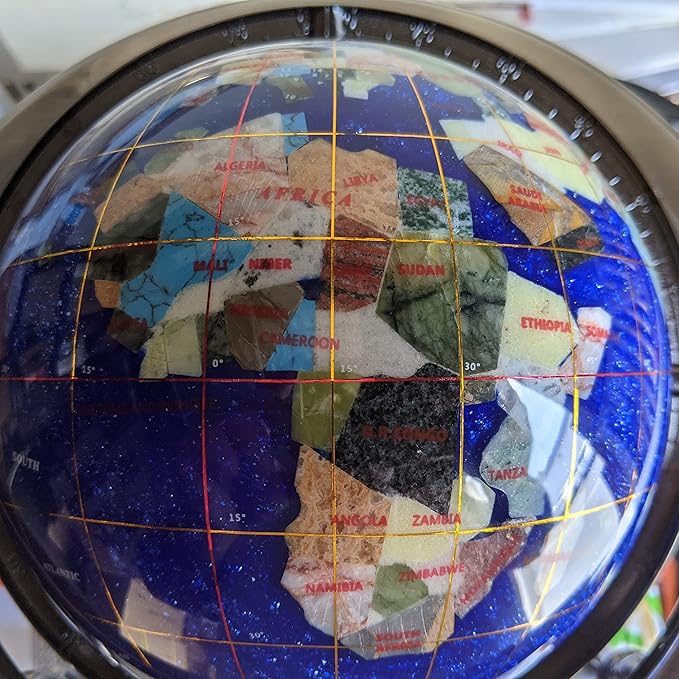 Unique Art Since 1996 150 GB CRY Gemstone Globe, Blue Crystallite Silver,150 GB BLUE CRY SILVER