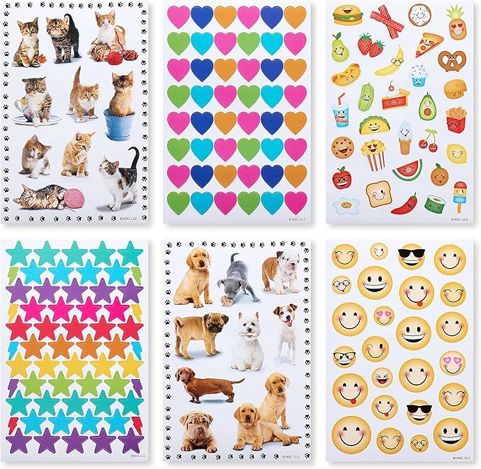 American Greetings Stickers for Kids, Assorted Shapes, Animals and Smiley Faces (599 Stickers)