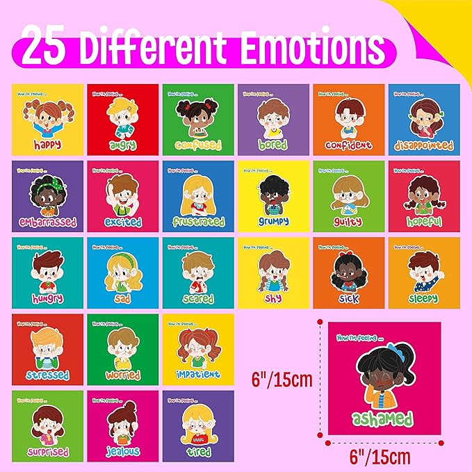 Emotions Flip Chart, 25 Different Feelings with Coping Skills-Learn to Identify Various Moods, Cartoon Faces Emotions for Kids with Autism, ADHD -Emotion Flipbook for Therapy, Home Use