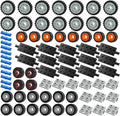 Wheels and Axles Set Tires, 118pcs City Car Parts Kits, Vehicle Truck Parts Classic Pieces Accessories, Construction Bulk Bricks Building Blocks Toys