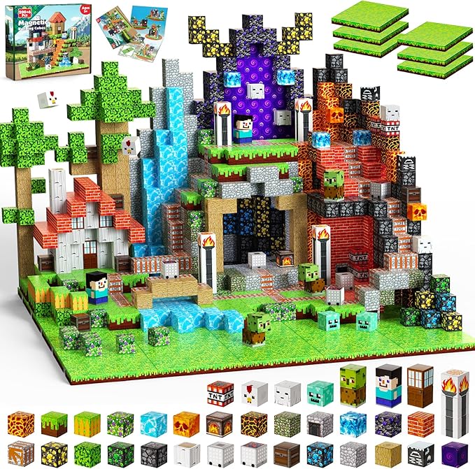200PCS Magnetic Blocks - Magnet Blocks with 6 Baseplate,Magnetic Building Blocks for Kid Ages 3 4 5 6 7 8, Stacking Magnets for 3-8 Kids, Birthday Gifts for 3-10 Year Old Boys Girls, STEM Learning Toy