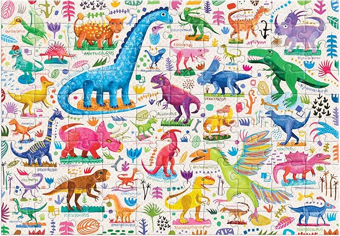 Mudpuppy Mighty Dinosaurs 100 Piece Puzzle – 100 Piece Jigsaw Puzzle with Colorful and Fun Illustrations of Jurassic Creatures for Children Ages 5 and Up