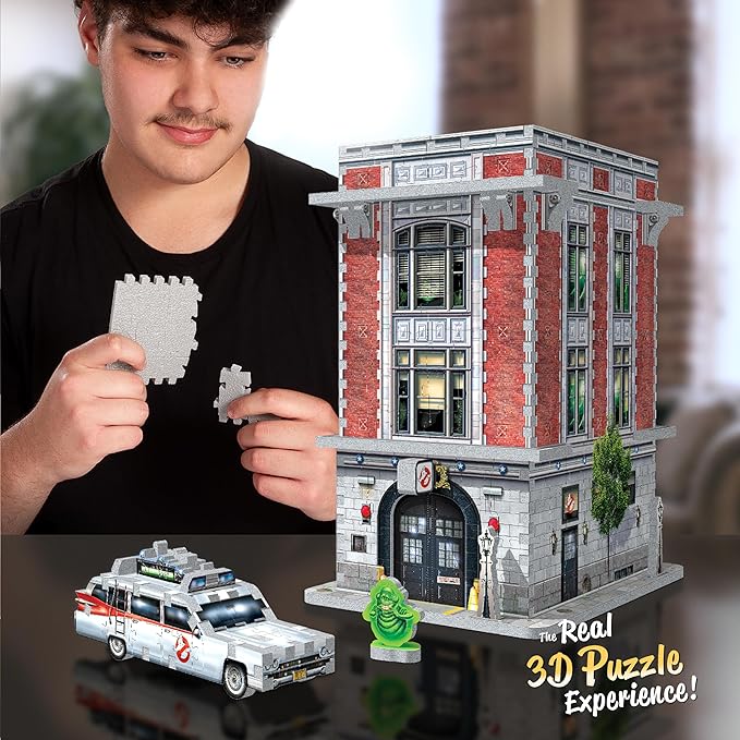 Wrebbit3D Ghostbusters 3D Puzzle Model of Firehouse Headquarters | Includes Ecto 1, Slimer and Features Stay Puft Marshmallow Man | Build and Bust Ghosts in New York