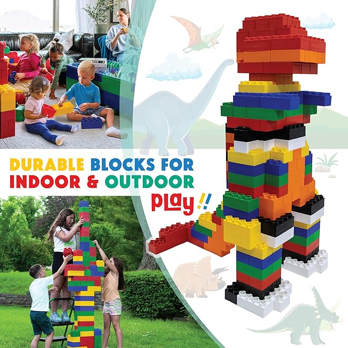 BiggoBlocks Large Building Blocks for Kids Ages 3-8 – 432 Piece Mega Set – Indoor & Outdoor STEM Toy for Boys & Girls