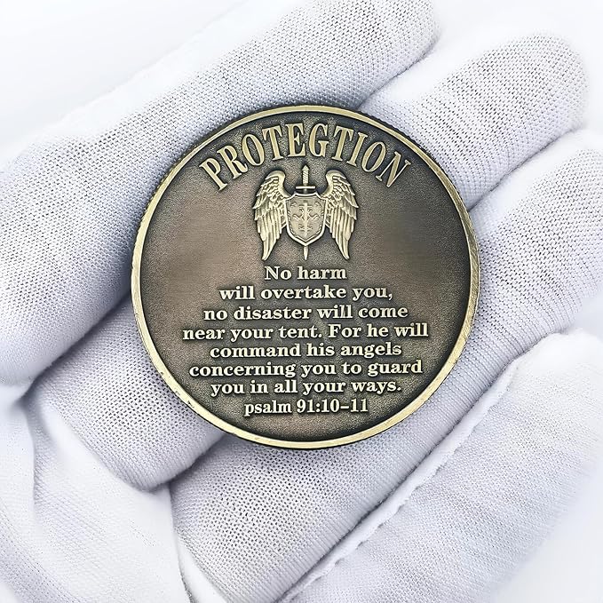 The Archangel Michael Challenge Coin Religious Coin Christian Collectible Psalm 91:10-11 (Pack of 3)