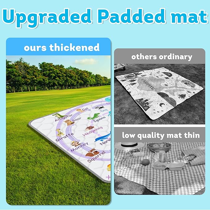 Baby Play Mat，Thick Soft 47" X 47" Playpen mat, Non-Slip and Machine Washable Baby Play Mats for Floor，Crawling Mat for Babies, Toddlers & Infants to Play and Learn (Purple Animal)