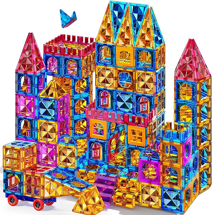 SNAEN Magnet Building Tiles for Kids Ages 3-5 4-8, 96 Pieces Educational Magnet Toys for 3 4 5 6 7 8 Years Old Boys, 3D Building Blocks, Creative Play for Ages 5-7, Toddler Toy Gifts