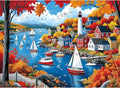 Puzzles for Adults 500 Pieces Autumn Town Jigsaw Puzzles for Adults Beautiful Fall Seaside Landscape Puzzles 500 Pieces Challenging Family Puzzle for Women Men Seniors Size is (21"x15")