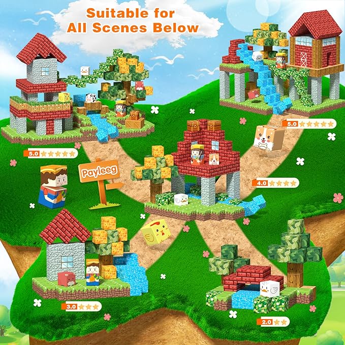 Magnetic Blocks, Forest Animals Magnet World Set, Magnetic Building Cubes for Boys Girls Age 4-8, 5-7, 8-12, STEM Montessori Sensory Toys for 3+ Toddlers, Travel Outdoor Toy Gifts for Kids