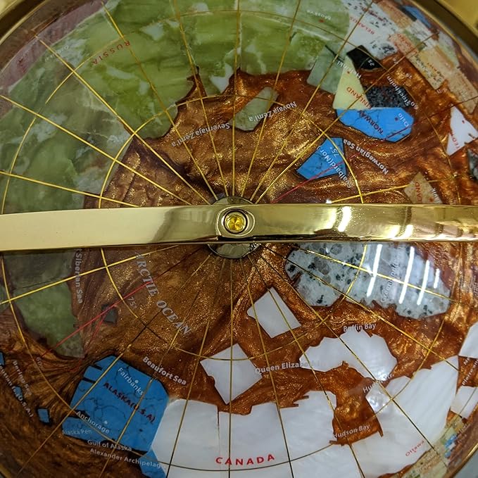 Unique Art 36-Inch by 13-Inch Floor Standing Amberlite Ocean Gemstone World Globe with Gold Tripod