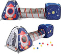 UTEX 3pc Space Astronaut Pop Up Play Tents with Tunnels for Kids, Boys, Girls, Babies and Toddlers, Indoor/Outdoor Playhouse –Stem Inspired Design W/Solar System & Planet