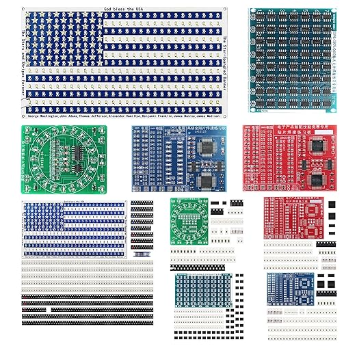 5in1 DIY Soldering Practice Kit Large USA Flag, SOP8 Chip Practice Board, CD4017 Green, 0603 Red & 0606 Blue SMD/SMT Kits for Beginners & Soldering Skill Mastery Let You Master Welding Skills