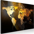 artgeist Textured Canvas Wall Art World map 24x16 in - 1pcs Painting Canvas Prints Picture Artwork Image Framed Contemporary Modern Wall Home Map Continent Sun Abstract k-C-10000-b-a