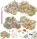 DIY 3D House Stickers, 4 Sets Fun DIY Stickers Scene Make Your Own Mini House Cute Cartoon Animal Scene Stickers for Kids Adult Sticker Art Relief Stress Pass The Time- Large Size
