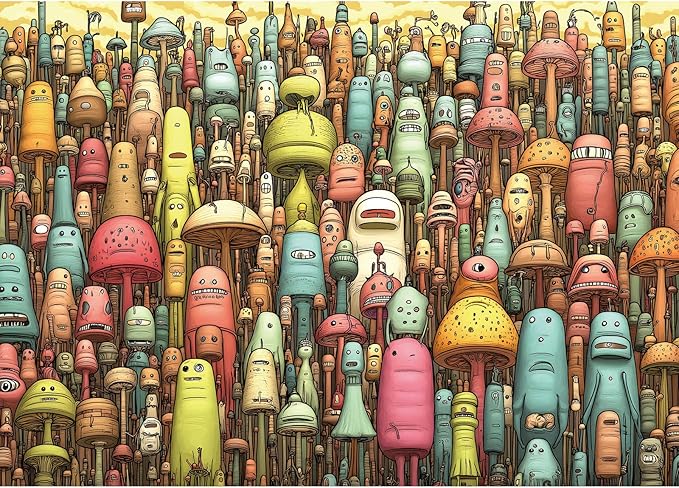 Dense Monster Jigsaw Puzzles 1000 Pieces Cartoon Characters Puzzles for Adults 1000 Pieces with Letters on Back Funny Hard Impossible Difficult Challenging Family Puzzle Fantasy Art Puzzles