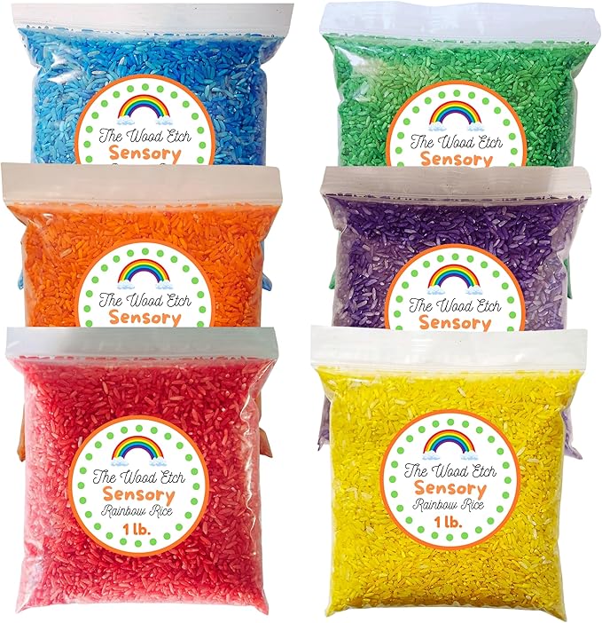 The Wood Etch - Rainbow Colored Rice, Vibrant Sensory Bin Filler for Kids, Art & Craft Learning, Safe & Non-Toxic, Made in USA, 6 Lbs Bulk Pack for Creative Play, Color Perception & Fun Activities