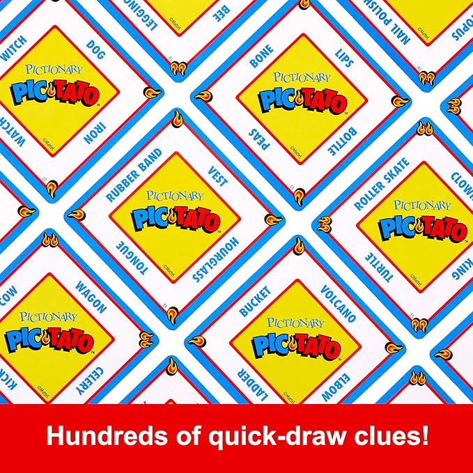 Mattel Games Pictionary Pic-Tato Hot Potato Game, Talks and Plays Music, Family Game for Kids, Adults with Erasable Markers and Boards