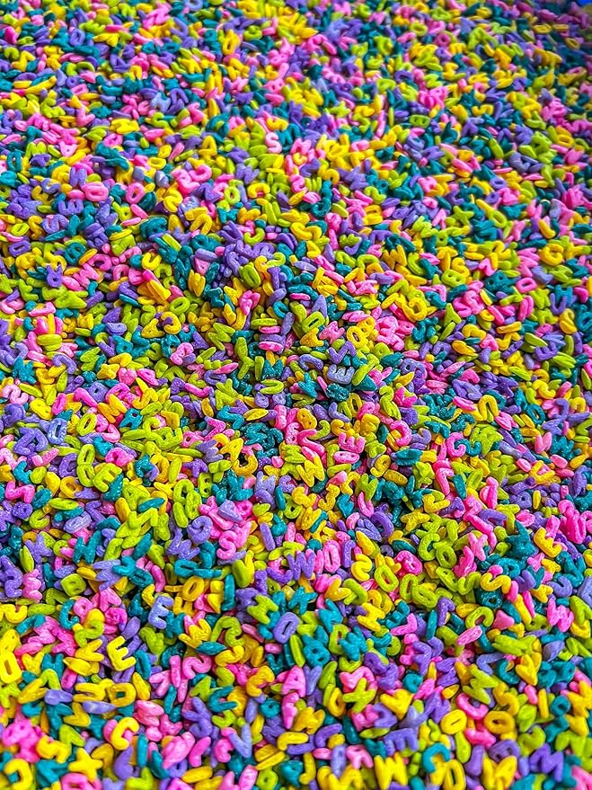 4 Cups of Tropical Rainbow Alphabet Pasta Sensory Filler for Sensory Table