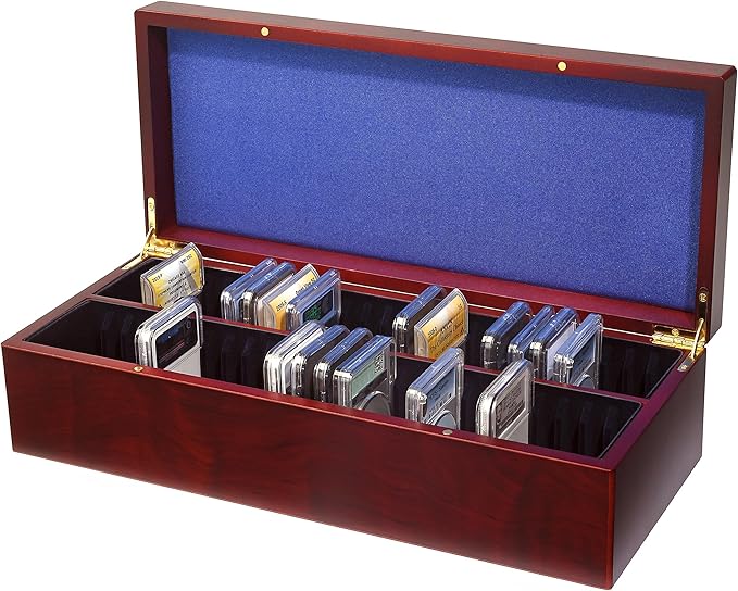 Lighthouse - Coin Box for 50 Slabs - Perfect For Slabs from PCGS, NGC, ANACS, ICG and more - Mahogany Wood Grain Finish