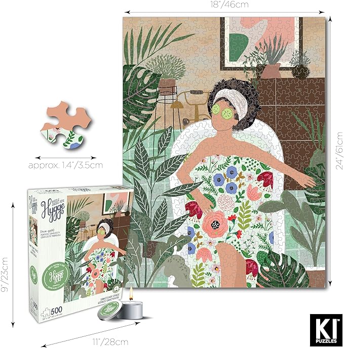 500 Piece Puzzle for Adults Hygge Sanctuary Space Aromatherapy Jigsaw + Scented Candle by Playview Brands