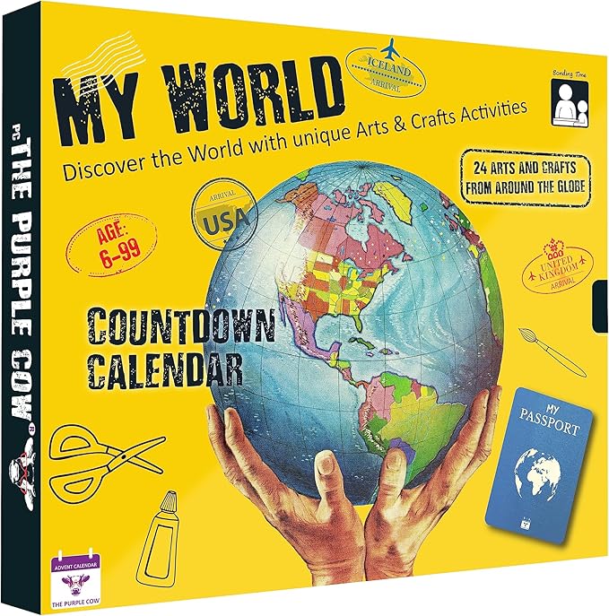 My World Advent Calendar 2025 - visit 24 countries, explore different cultures, create original Arts & Crafts from each country! Ages 9+ Includes a Printed Guide. Ages 9+
