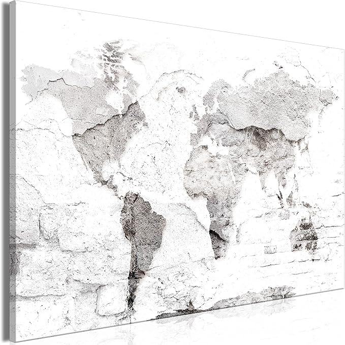 artgeist Pinboard World Map 35x24 in - Cork Board & Canvas Print Wall Art 1 pcs Memoboard with 50 Pins Noticeboard Message Board Image Picture Home Decor Travel Map k-C-10014-p-a