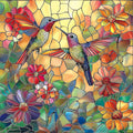 Stained Glass Flower Hummingbird Puzzles for Adults 500 Pieces - Colorful Mosaic Jigsaw Puzzle & Family Fun - Challenging & Unique with Letters on Back Puzzle- 20x20 Inches