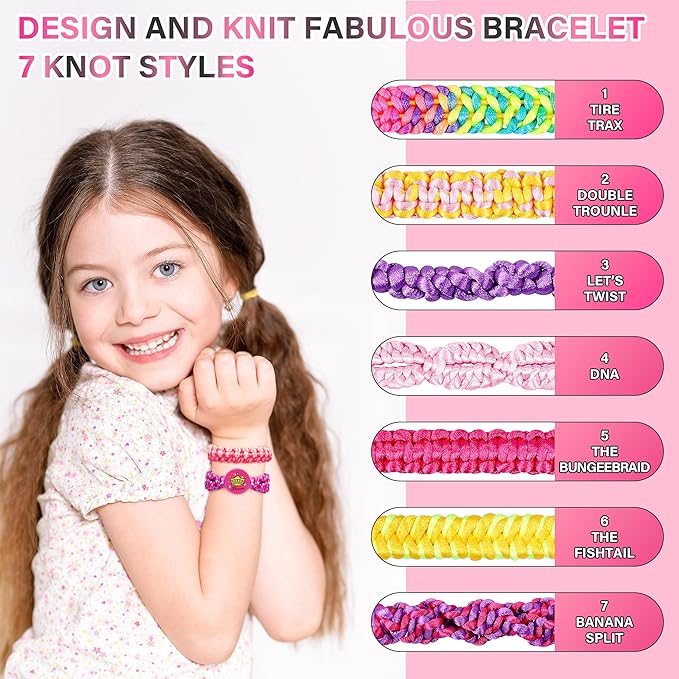 Friendship Bracelet Making Kit for Girls,DIY Arts and Crafts Toys,Jewelry String Maker Kit,The Best Birthday Gifts Ideas for Girls 6 7 8 9 10 11 12+ Years Old（Rose and Black