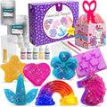 Pinwheel Crafts DIY Soap Making Kit for Kids Ages 5 6 7 8-12+ with Molds, Scents, Dye, Glitter, Foaming Net - Unicorn Soap Making Kits for Adults Beginners Great for Science Projects and Crafts