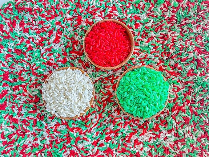 Sensory Bin Filler for Sensory Table - Colored Rice for Sensory Play (Christmas RGW)