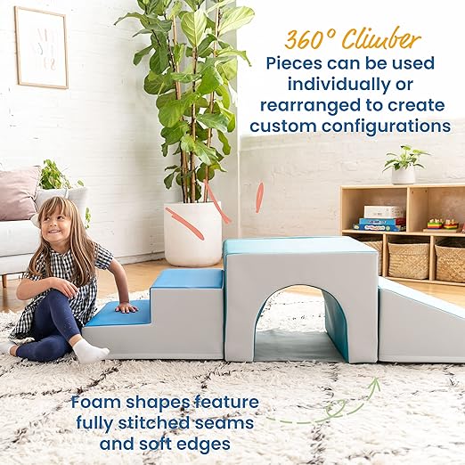 ECR4Kids SoftZone Lincoln Tunnel Climber, Toddler Playset, Contemporary