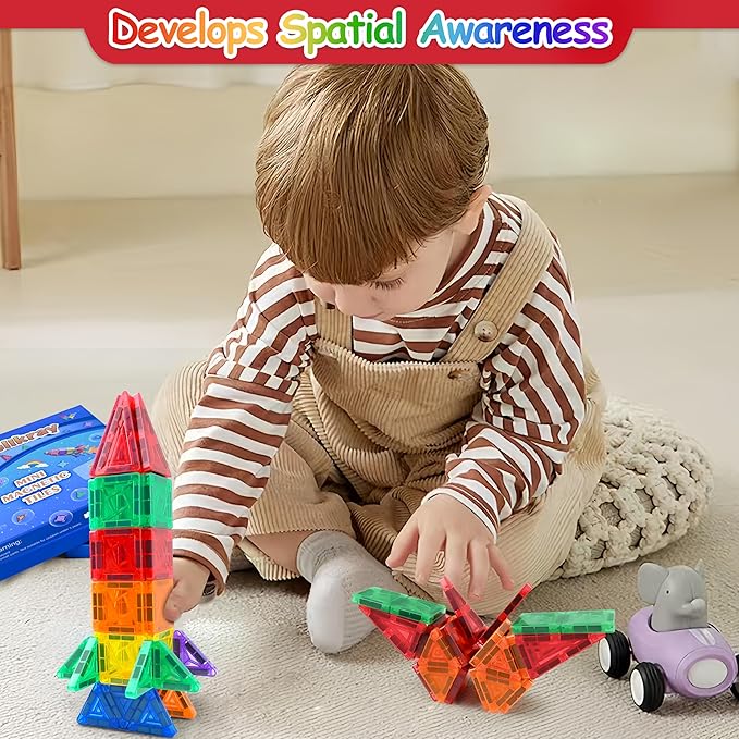 Mini Magnetic Tiles 36pcs, Travel Kids Toys STEM Magnet Toy for Toddler Magnetic Blocks Building Preschool Learning Sensory Montessori Toy for 3+ Year Old Boys and Girls