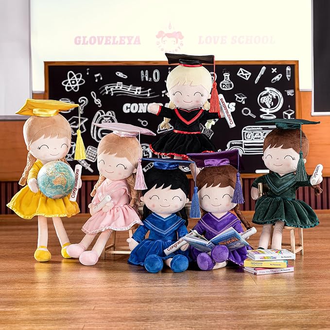 Gloveleya Baby Girl Gifts Graduation Plush Girls Dolls Congratulation Gift for Kindergarten Dark Green 16 inch