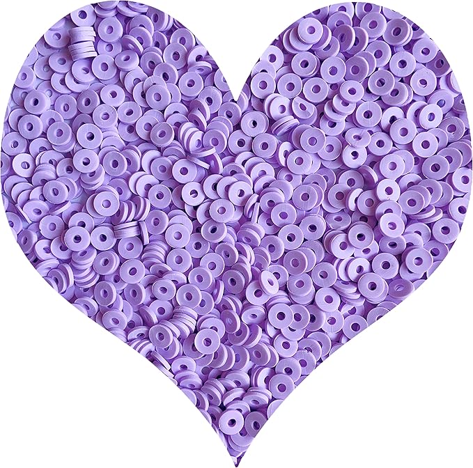 3000Pcs Clay Beads Flat Round Polymer Bead Vinyl Heishi Beads Flat Round Polymer Bead for Jewelry Making Necklace Bracelet (07-Purple)