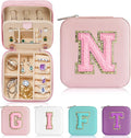 Parima Back to School Jewelry Case, School Supplies for Teen Girls Jewelry Box | High School Travel Accessories for Girls | School Travel Essentials Small Jewelry Box - Letter N, Pink