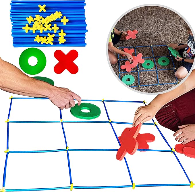 RAINBOW TOYFROG Jumbo Tic Tac Toe Set, Large Indoor/Outdoor Games, Backyard Fun for Kids & Adults, Party Play with Carry Bag