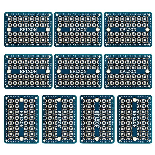 Solderable Breadboard Mini PCB Board Gold-Plated Solder Breadboard for DIY Electronics Projects Apply to Soldering Projects 2.0"x1.5" Mixed Color(Pack of 10 Pcs,Blue)