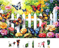 500 Piece Butterfly Garden Jigsaw Puzzle for Adults - 23x15 Inch Colorful Flower & Butterfly Art Puzzle, Unique Cool Puzzles for Home Decor