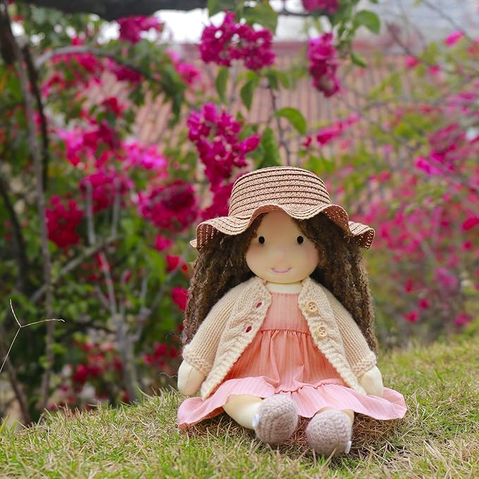 BlissfulPixie Waldorf Doll Handmade Rag Doll - Personalized Collectors Plush Doll for Kids Birthday Present with Beautiful Present Box-Kristy 12"