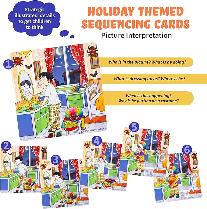 SPARK INNOVATIONS Holiday Tell A Story Cards, Sequencing Game, Speech Therapy Materials, Autism Game, ABA Therapy Materials, Social Skills Games, ESL, ELL