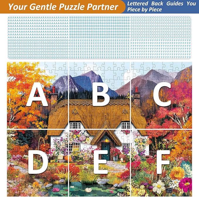 300 Piece Puzzles for Adults,Pumpkin Cottage Puzzles for Kids Teen Adults,Autumn Forest Scenery Jigsaw Puzzle 300 Pieces,Interlock Perfectly Letter on Back,Family Activity Game Night Gifts,20.5x15 in