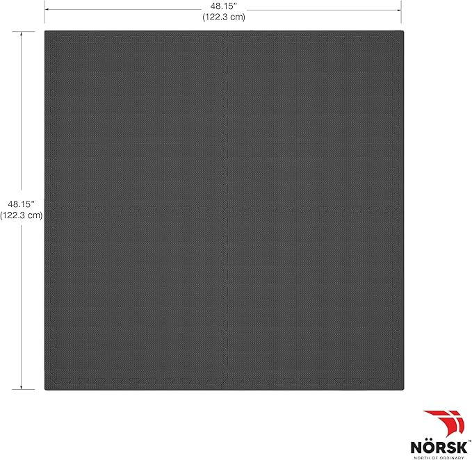 Norsk Multi-Purpose Reversible Floor Mats - EVA Interlocking Foam Tiles (Gray/Black 4 Tiles - 16 sq. Ft. 1/2" Thick)