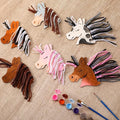 Geelin 24 Pcs Christmas Wooden Horse Craft Western Ornament Unfinished Wooden Cutouts Horse Painting Kit Unicorn Ornament DIY Cowboy Craft Paint Your Own Art for Christmas Party Favors(Cute)