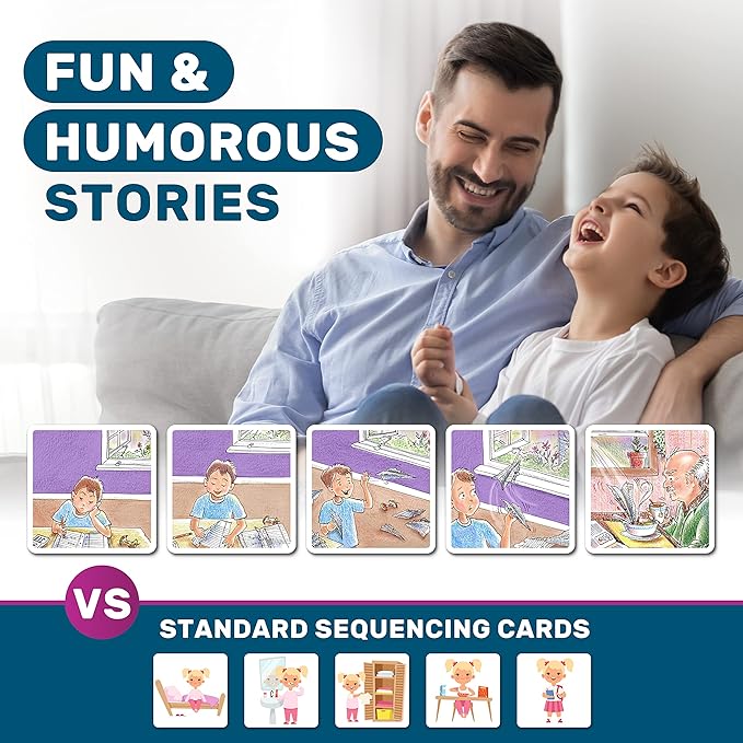 Story Cues Skilled Sequencing Cards, Speech Therapy Materials, Social Skills Game, English Language Learners Games, Storytelling Cards, Sentence Building and Picture Cards