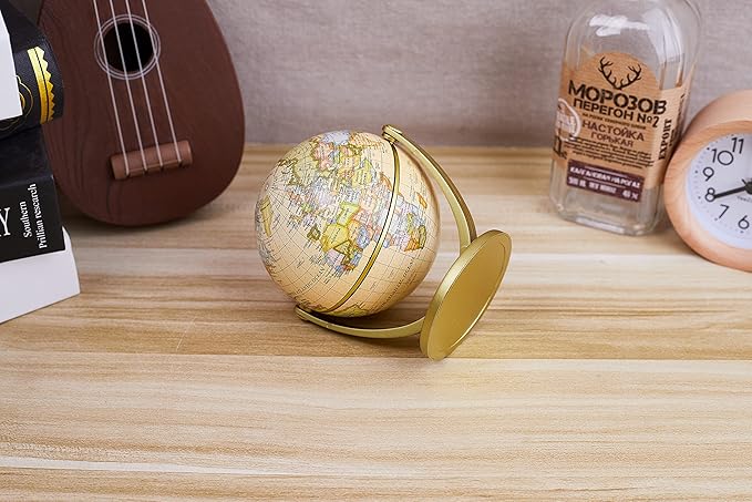Annova Mini Antique Globe 4-inch / 10 cm - Swivels in All Directions Educational, Decorative, Unique, Small World, Desktop, Vintage (Mini Globe 4")