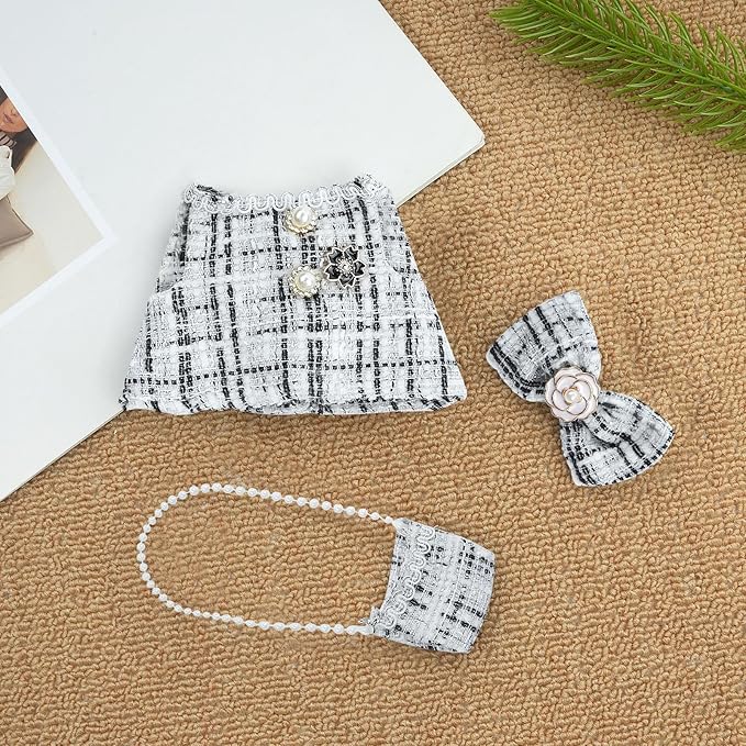 17cm Doll Clothes Set-Adorable Outfits for Dolls-Stylish Accessaries Clothes Dress-Up-Replaceable Clothing Collections, Includes Hat, Top, Skirt(White-Style A)