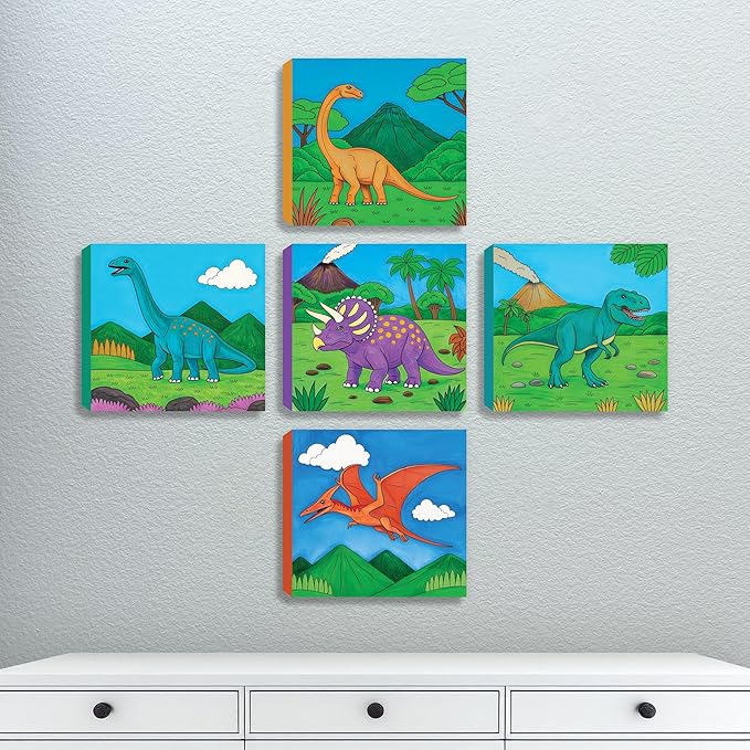 ArtPops Coloring Boxes – Pop-Up Pre-Printed Coloring Box Set – DIY Wall Art Kit for Kids – Eco-Friendly, Easy to Hang, No Frame Needed – 5-Pack, Epic Dinos
