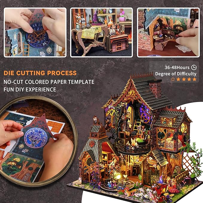 Flever Dollhouse Miniature DIY House Kit Creative Room with Furniture for Romantic Artwork Gift (Magic Forest)