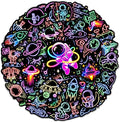 52 Pcs Neon Astronaut Stickers for Kids, Waterproof Space Sticker for Water Bottle, Vinyl Laptop Decals for Teens Girls Boys, Students Adults Sticker Pack