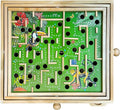 STERLING Wooden Labyrinth Marble Maze Game, Large 12.75" x 11.5" Tilt Maze Game Board with 60 Waypoints and Marble Balls Included, for Kids and Adults 6 Years and Up, Natural Jungle